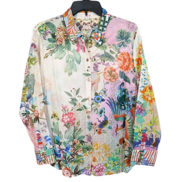 Johnny Was Long Sleeve Button Down Shirt Medium Women Colorful Top phoenix - Picture 1 of 13